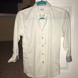 Isaac Mizrahi boys White button down dress shirt.